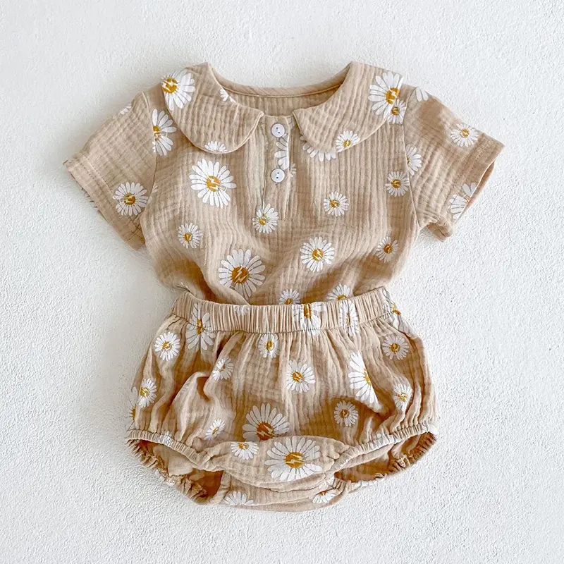 Ysubest Summer Infant Kids Baby Girls Short Sleeve Daisy Printing T-shirt+Shorts Clothing Sets Newborn Baby Girls Suits Clothes