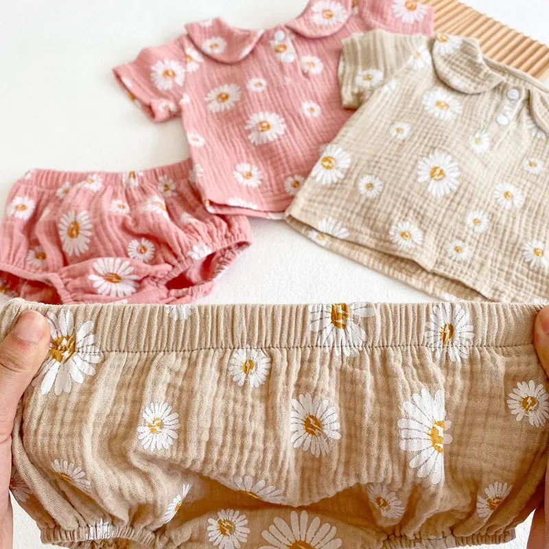 Ysubest Summer Infant Kids Baby Girls Short Sleeve Daisy Printing T-shirt+Shorts Clothing Sets Newborn Baby Girls Suits Clothes