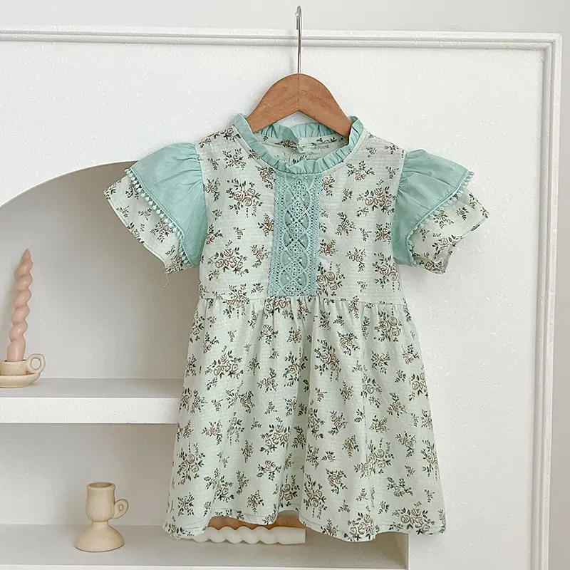 Sister Baby Girls Clothes Summer Baby Girls Short Sleeve ​Dress Flower Baby Romper Princess Dress Kids Matching Sister Outfit