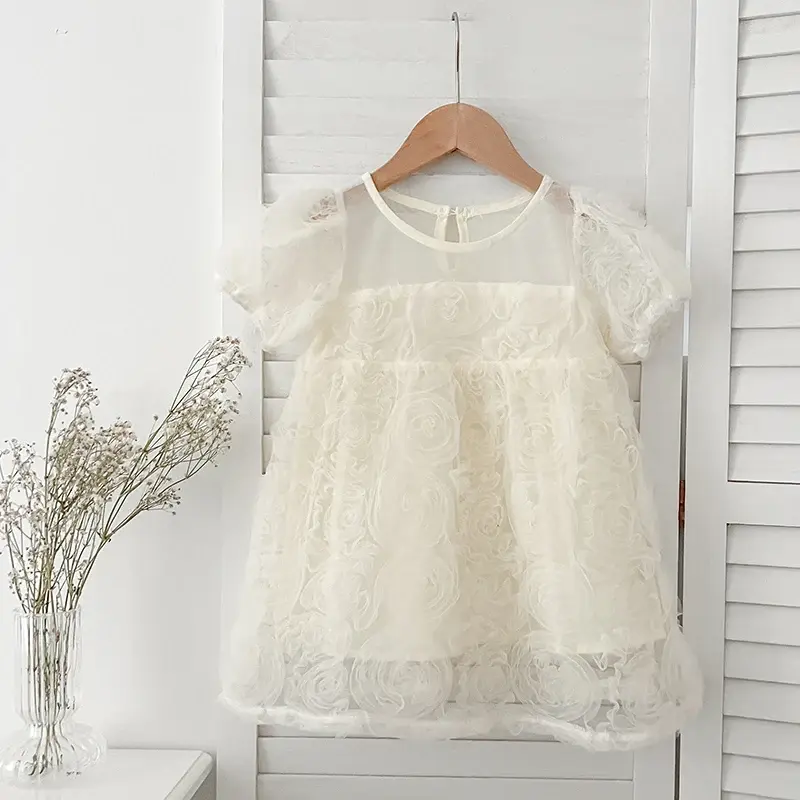 Fashion Baby Girl Princess Tutu Dress Puff Sleeve Infant Toddler Dress Mesh Tulle Vestido Party Pageant Birthday Ball Gown Dress
