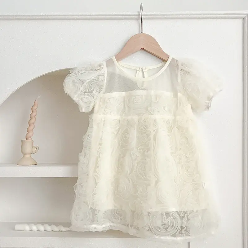 Fashion Baby Girl Princess Tutu Dress Puff Sleeve Infant Toddler Dress Mesh Tulle Vestido Party Pageant Birthday Ball Gown Dress