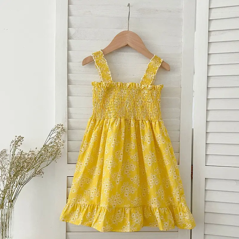 Sister Girls Clothes Summer Newborn Sweet Baby Girls Printing Jumpsuit Sister Toddler Girls Yellow Flowers Kids Princess Dress