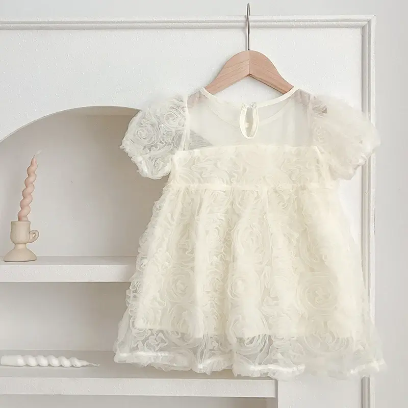 Fashion Baby Girl Princess Tutu Dress Puff Sleeve Infant Toddler Dress Mesh Tulle Vestido Party Pageant Birthday Ball Gown Dress