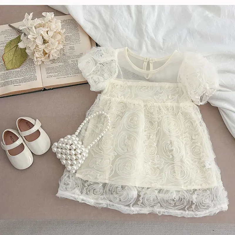 Fashion Baby Girl Princess Tutu Dress Puff Sleeve Infant Toddler Dress Mesh Tulle Vestido Party Pageant Birthday Ball Gown Dress