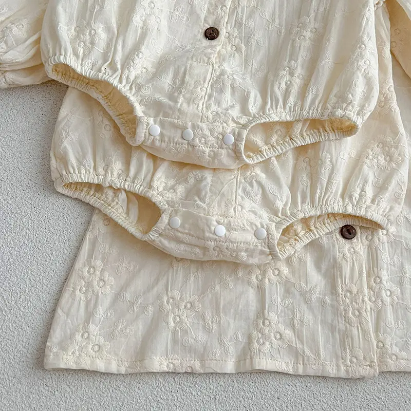 Spring Autumn Baby Girls Long Sleeve Sweet Sisters Solid Color Dress Infant Rompers Kids Baby Girls Princess Clothes Rompers