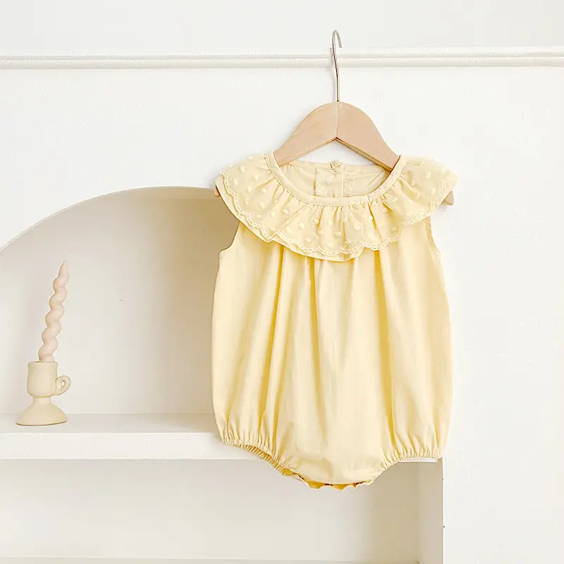 Summer Sister Match Outfits Cute Baby Girls Clothes Yellow Dress Lace Sleeveless Floral Romper Bodysuit Cotton Dress One-Pieces