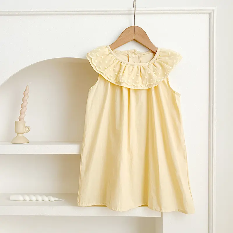 Summer Sister Match Outfits Cute Baby Girls Clothes Yellow Dress Lace Sleeveless Floral Romper Bodysuit Cotton Dress One-Pieces