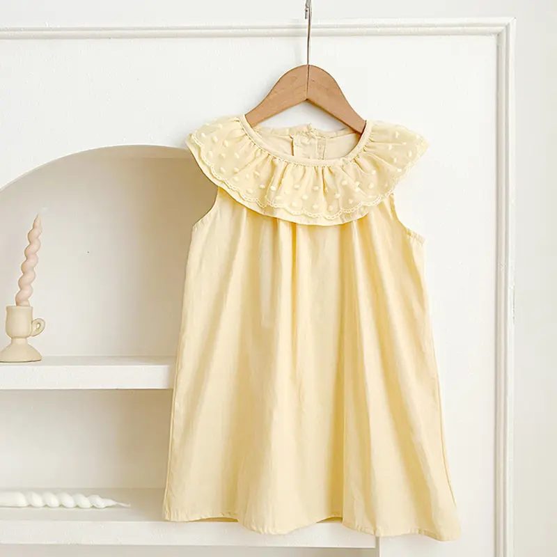 Summer Sister Match Outfits Cute Baby Girls Clothes Yellow Dress Lace Sleeveless Floral Romper Bodysuit Cotton Dress One-Pieces