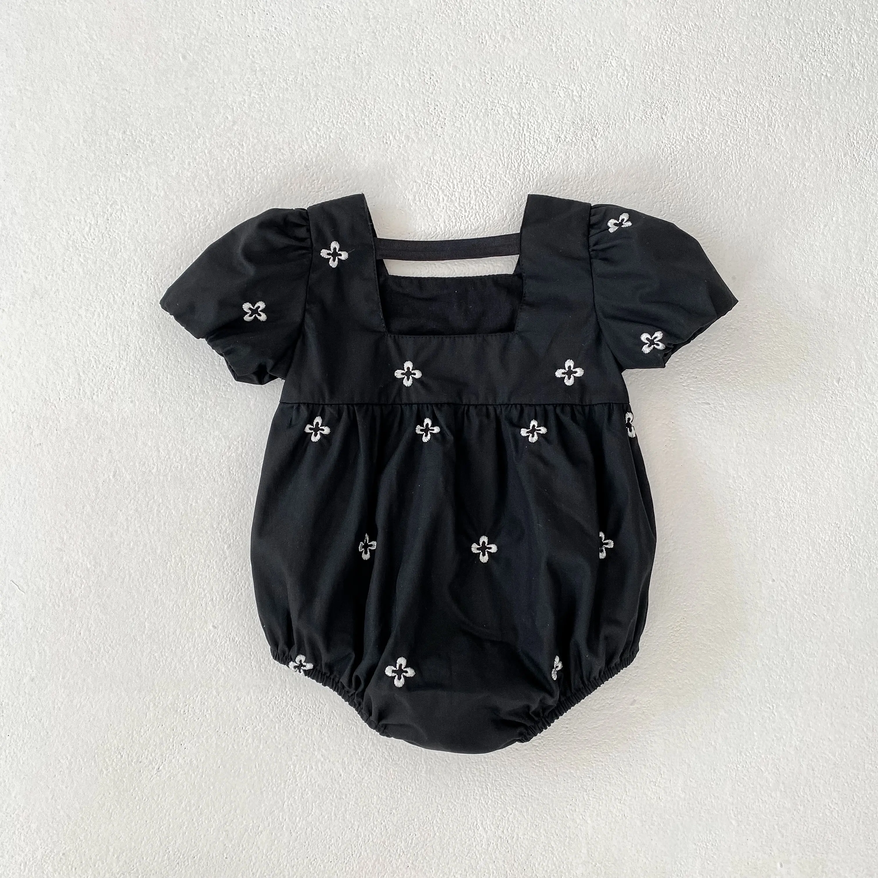 0-24M Baby Girl Clothing Cotton New Summer Newborn Baby Girl Romper Black Embroidered Flowers Cotton Toddler Baby Girls Jumpsuit