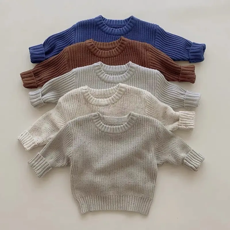 0-6Yrs Baby Boys Sweaters Spring Autumn Children Solid Color Basic Warm Knit Sweater Kids Girls Baby Pullover Sweaters Clothes