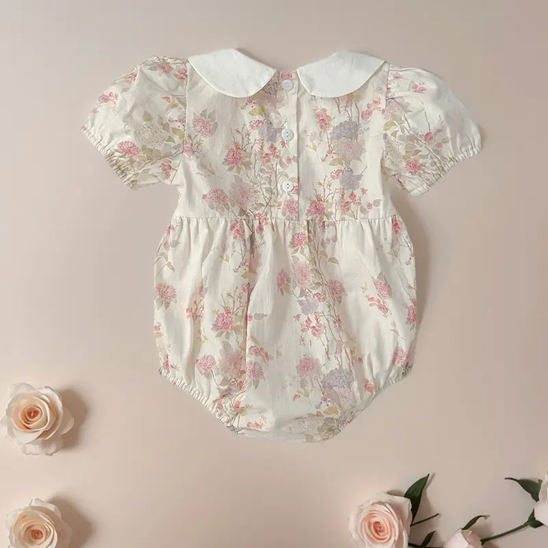 Baby Girls Rompers Newborn Kids Baby Girls Short Sleeve Sweet Flower Printing Princess Rompers Infant Baby Girls Rompers Clothes