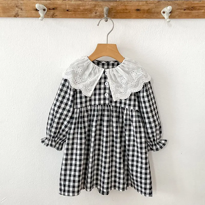 0-6Yrs Autumn Sister Dress Baby Girl Party Dress Romper Grid Style Cotton Sister Dress Baby Girl Romper Kids Princess Dresses
