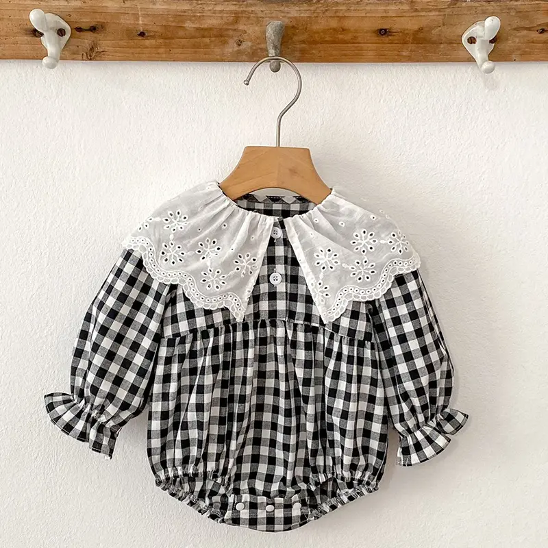 0-6Yrs Autumn Sister Dress Baby Girl Party Dress Romper Grid Style Cotton Sister Dress Baby Girl Romper Kids Princess Dresses