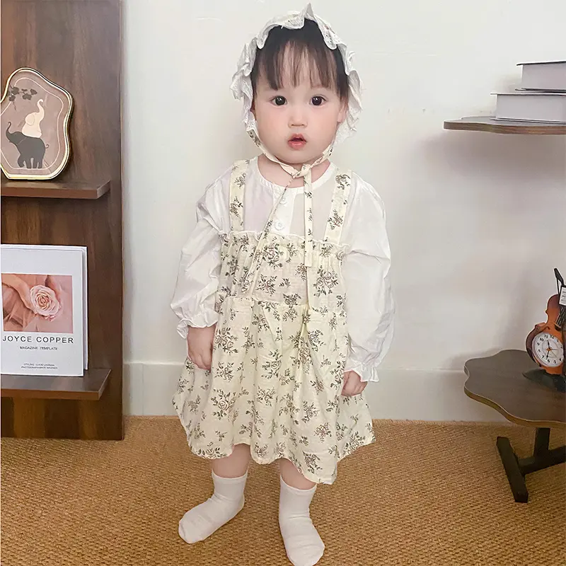 Baby Girls Romper Autumn Infant Bodysuit Dress Lace Flower Cotton Long Sleeved Newborn Baby Jumpsuit Princess Baby Girl Clothing