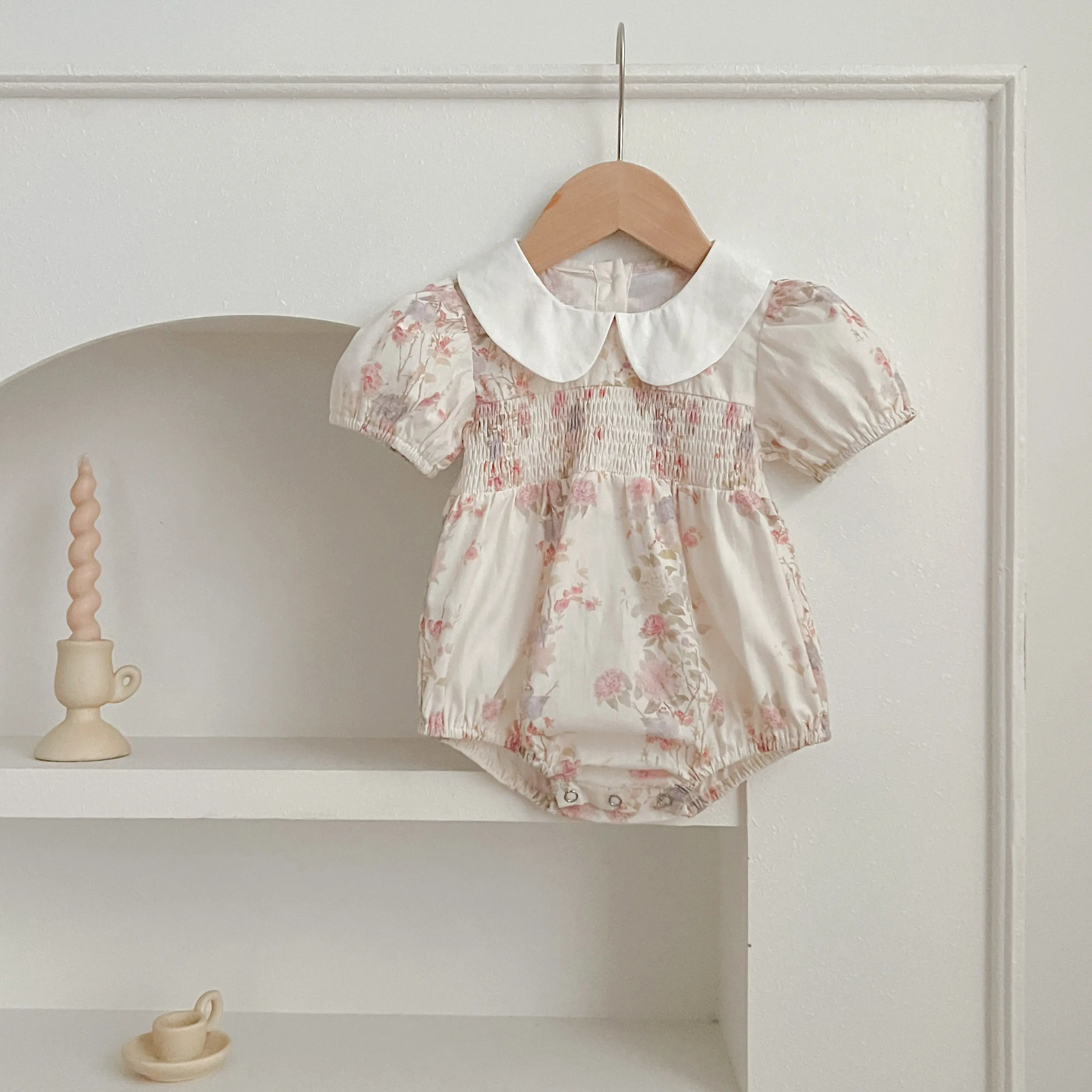 Baby Girls Rompers Newborn Kids Baby Girls Short Sleeve Sweet Flower Printing Princess Rompers Infant Baby Girls Rompers Clothes