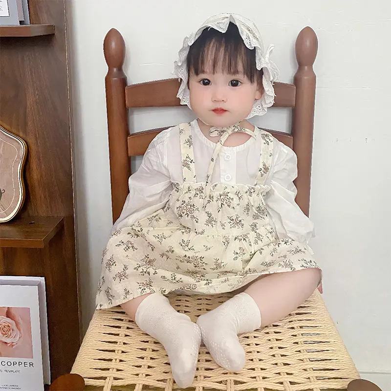 Baby Girls Romper Autumn Infant Bodysuit Dress Lace Flower Cotton Long Sleeved Newborn Baby Jumpsuit Princess Baby Girl Clothing