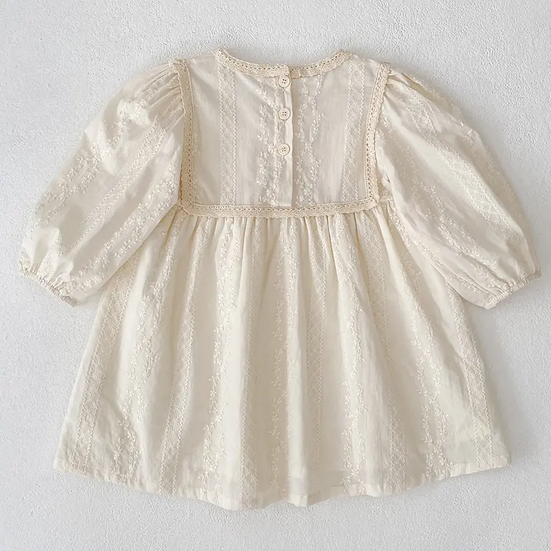 New Baby Girls Dress Bow Girls Sweet Girl Dress Ruffle Trim Party Princess Dress Lace Collar Going Out Casual Dresses Clothes