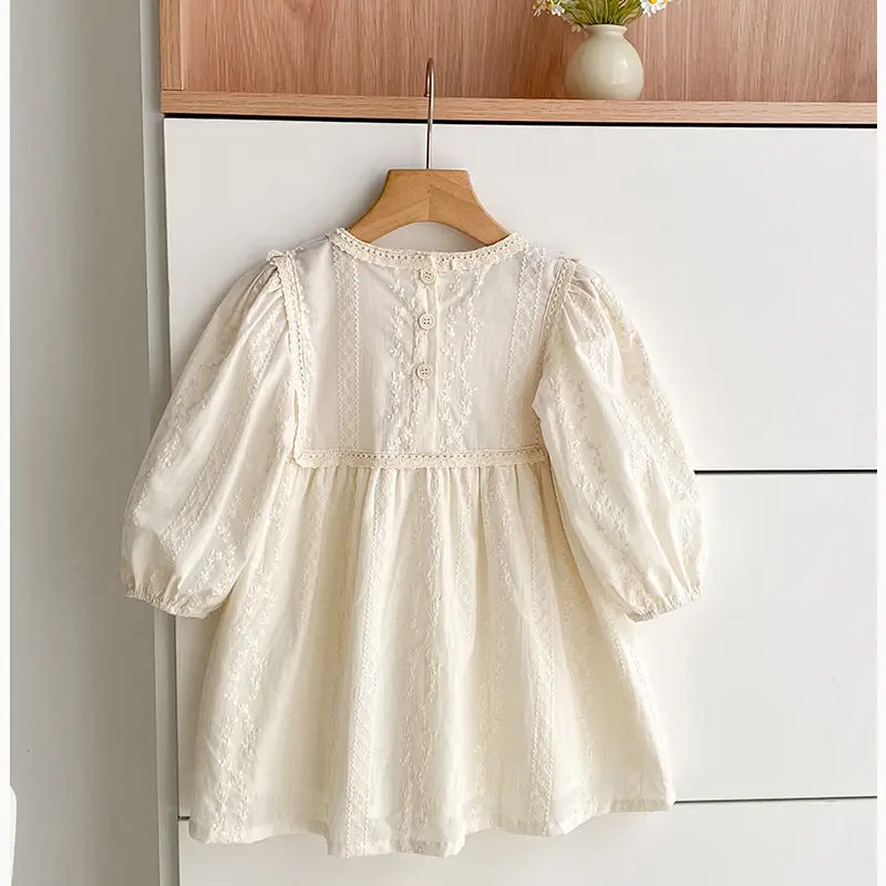 New Baby Girls Dress Bow Girls Sweet Girl Dress Ruffle Trim Party Princess Dress Lace Collar Going Out Casual Dresses Clothes