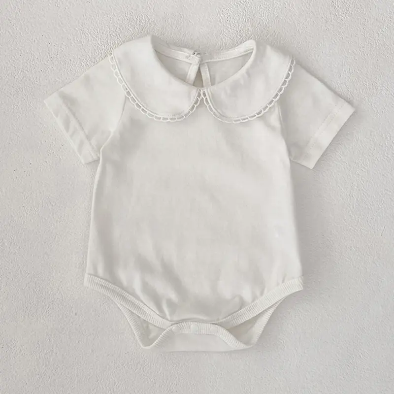 New Baby Girl Romper Baby Girl Clothing Toddler New Collar Romper Spring Cotton White Infant Baby Girls Jumpsuit Infant Clothing