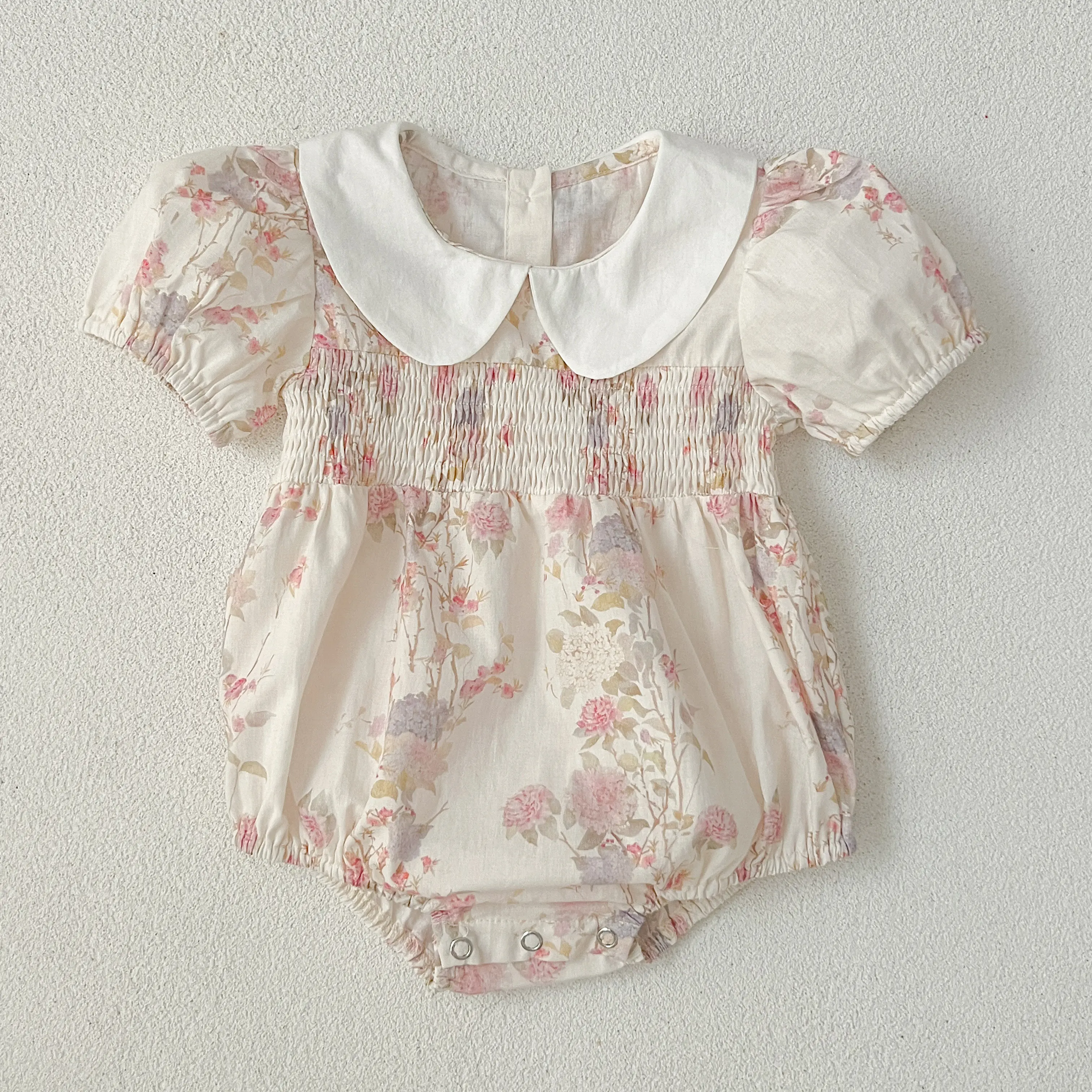Baby Girls Rompers Newborn Kids Baby Girls Short Sleeve Sweet Flower Printing Princess Rompers Infant Baby Girls Rompers Clothes
