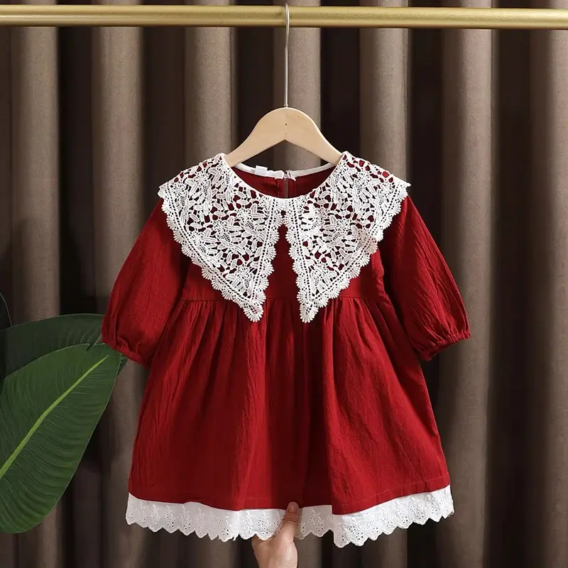 1-6Y Baby Girl Christmas Dress Fashion Autumn Dress Lace Princess Style   Dress Comfortable Fabric Outgoing Party Wear Clothing