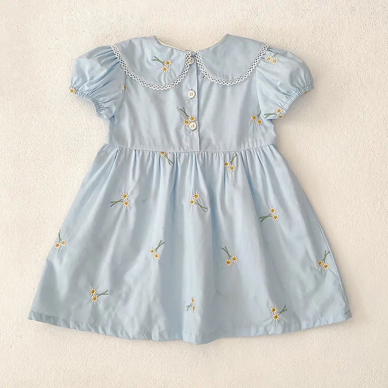 Summer New Little Girls Toddler Princess Dresses 1-6Yrs Girls Fashion Embroidered Flower Dress Kids Flying Sleeves Party Clothes