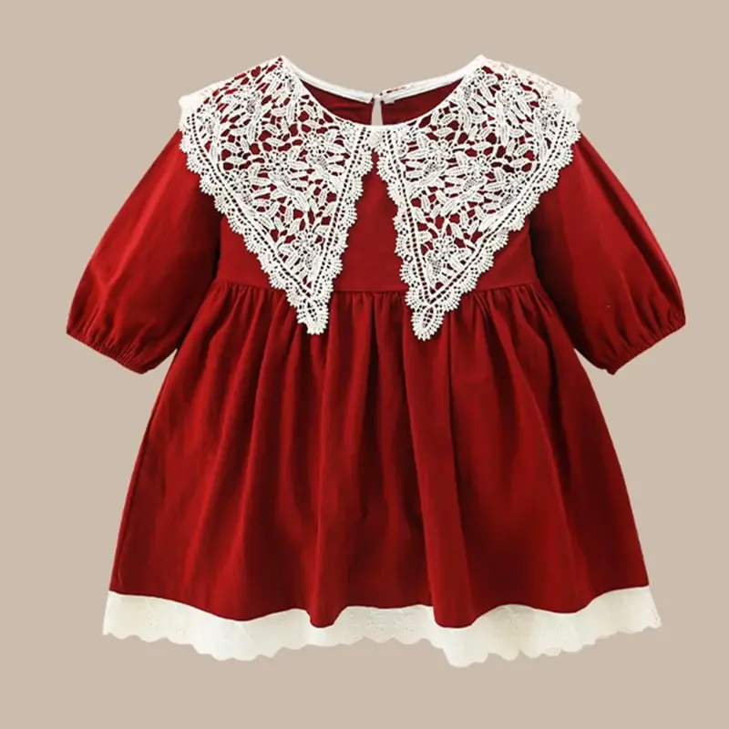 1-6Y Baby Girl Christmas Dress Fashion Autumn Dress Lace Princess Style   Dress Comfortable Fabric Outgoing Party Wear Clothing