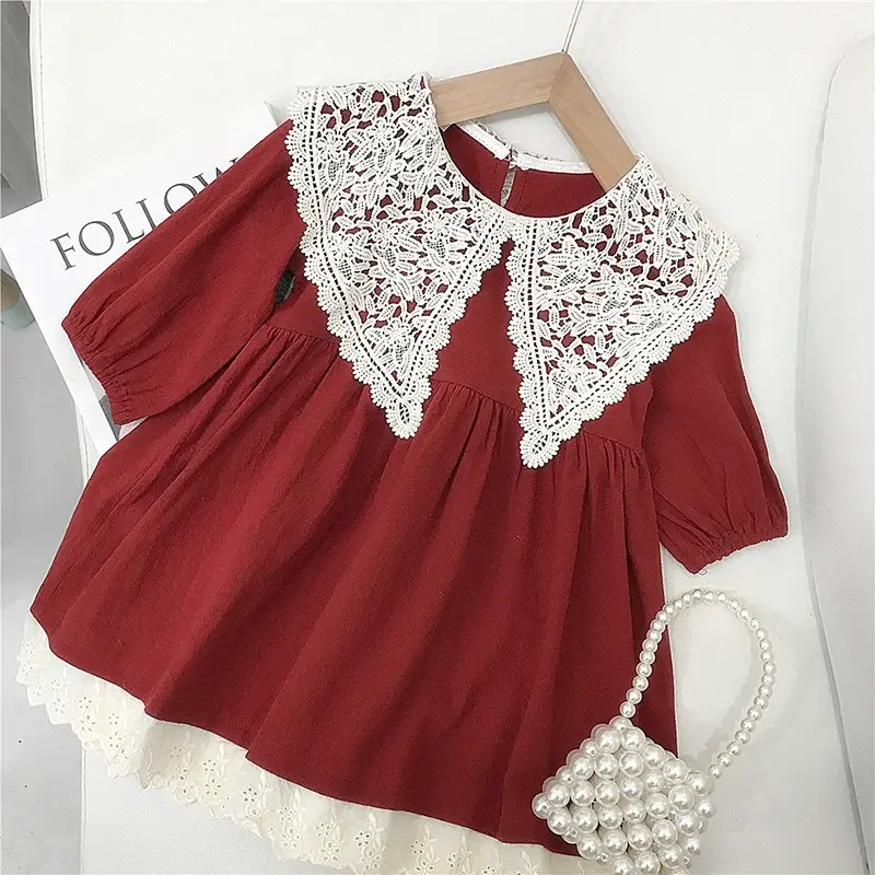1-6Y Baby Girl Christmas Dress Fashion Autumn Dress Lace Princess Style   Dress Comfortable Fabric Outgoing Party Wear Clothing