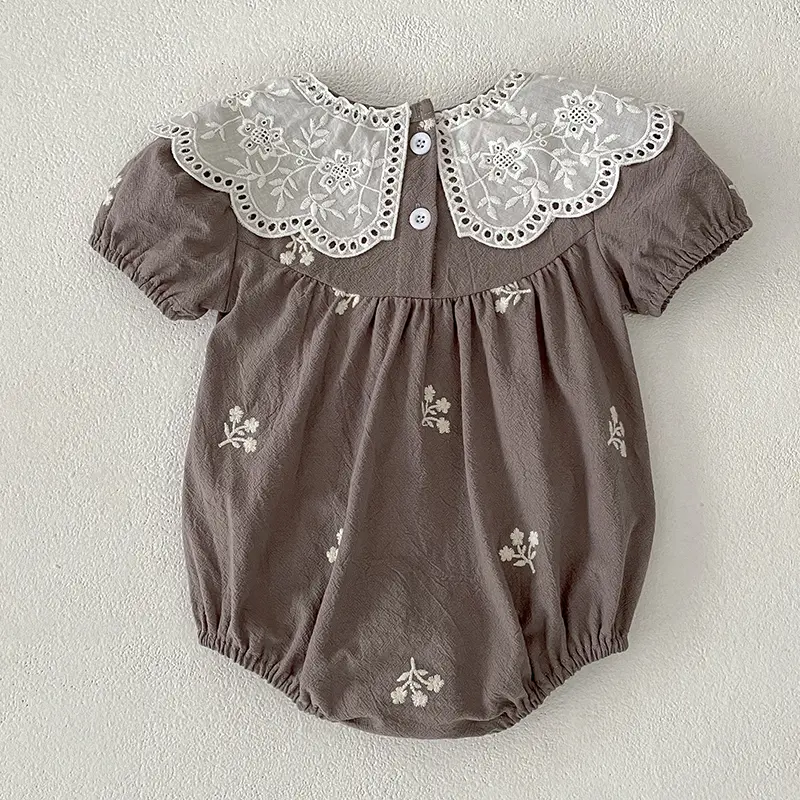 Baby Clothing Summer Newborn Clothing Floral Romper Girls Embroidered Cotton Jumpsuits Short Sleeve Sunsuits 0-2Y Infant Rompers