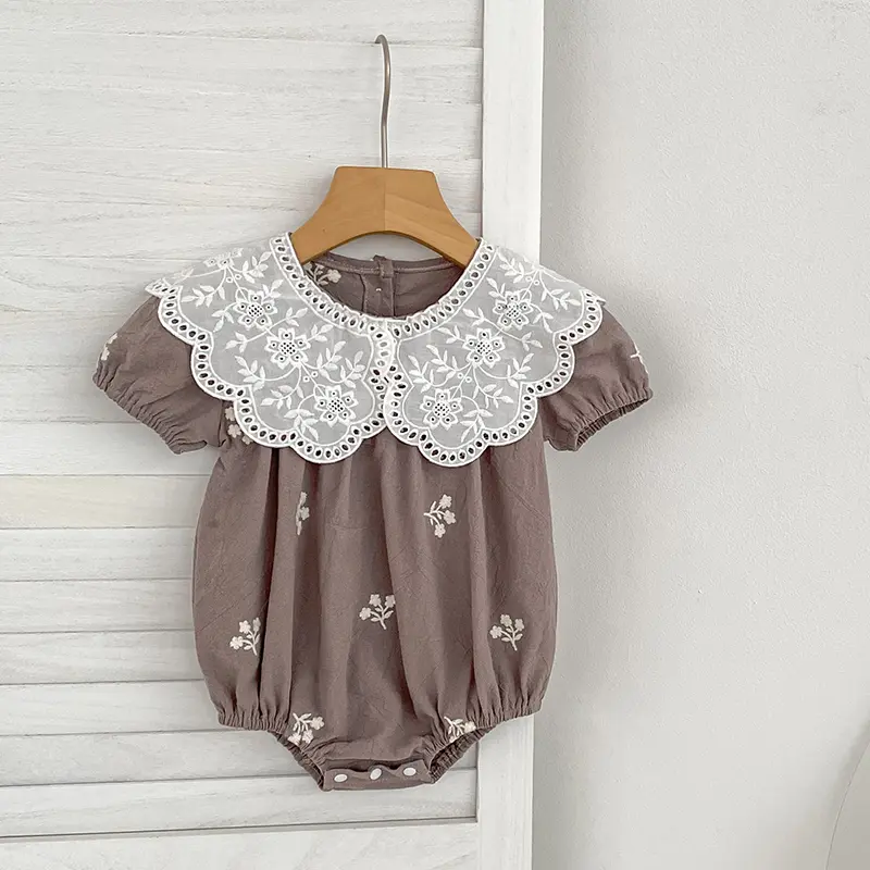 Baby Clothing Summer Newborn Clothing Floral Romper Girls Embroidered Cotton Jumpsuits Short Sleeve Sunsuits 0-2Y Infant Rompers