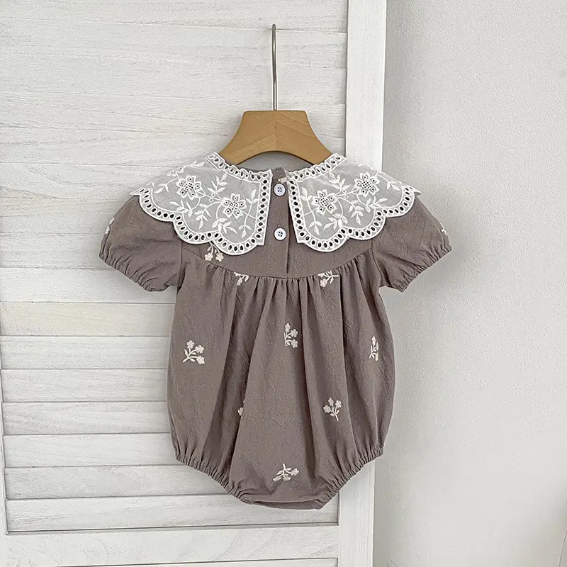 Baby Clothing Summer Newborn Clothing Floral Romper Girls Embroidered Cotton Jumpsuits Short Sleeve Sunsuits 0-2Y Infant Rompers