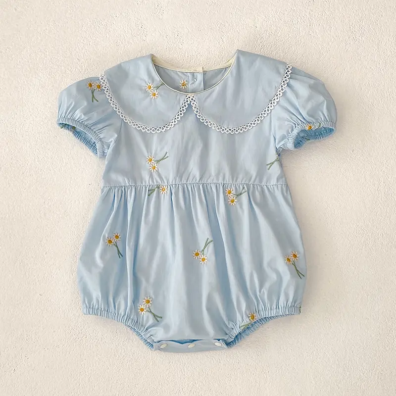 New Summer Newborn Clothes Kids Baby Girls Rompers 4 Colors New Infant Kids Baby Girls Embroider Flower Baby Rompers Clothes