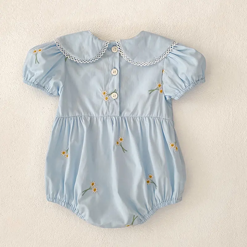 New Summer Newborn Clothes Kids Baby Girls Rompers 4 Colors New Infant Kids Baby Girls Embroider Flower Baby Rompers Clothes