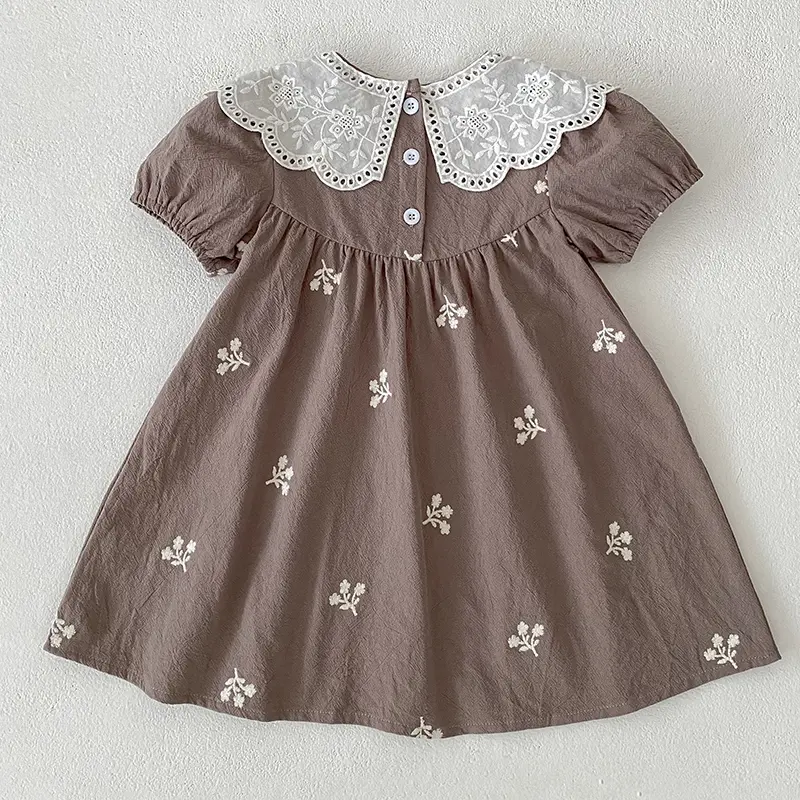 Girl's Dresses Children's Baby Casual Cotton Bubble Sleeves Ventilate Summer Princess Outdoors Baby Girls Embroider Summer Dress