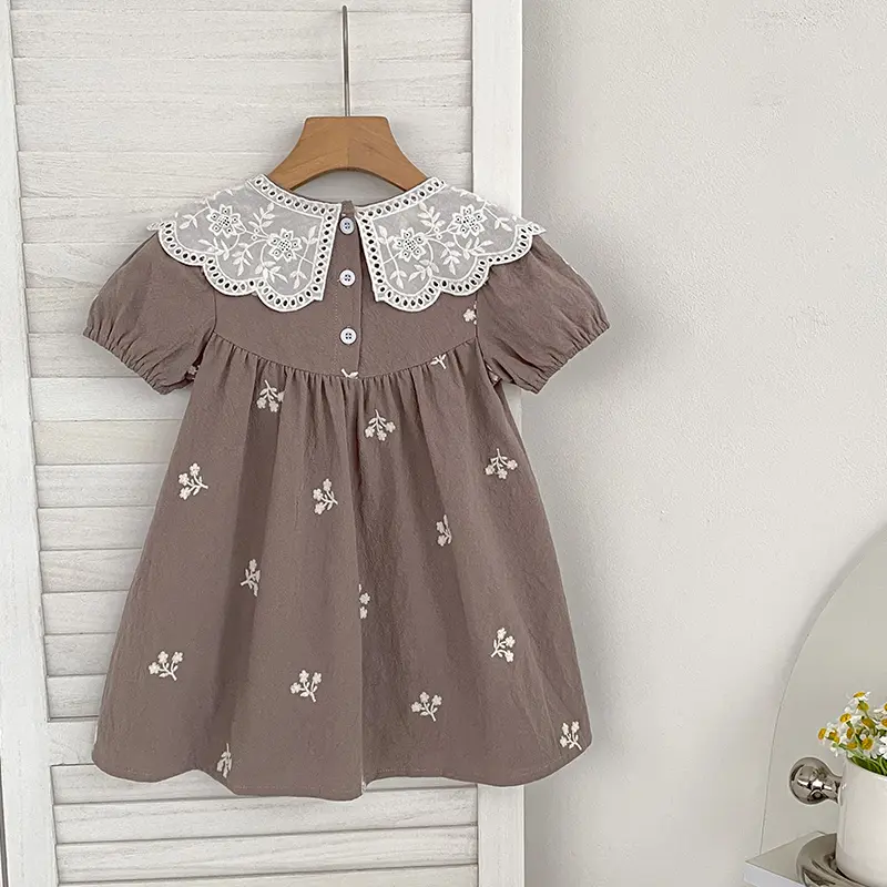 Girl's Dresses Children's Baby Casual Cotton Bubble Sleeves Ventilate Summer Princess Outdoors Baby Girls Embroider Summer Dress
