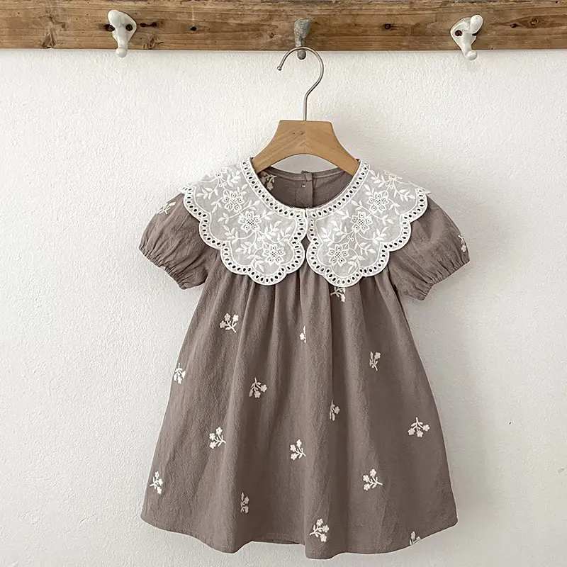 Girl's Dresses Children's Baby Casual Cotton Bubble Sleeves Ventilate Summer Princess Outdoors Baby Girls Embroider Summer Dress