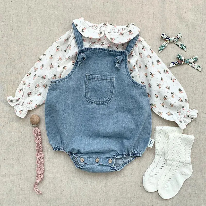 2025 New Baby Boy Girl Romper Cowboy Sleeveless Jumpsuit Toddler Baby Boy Girl Romper Solid Color Boy Casual Costume Baby Romper