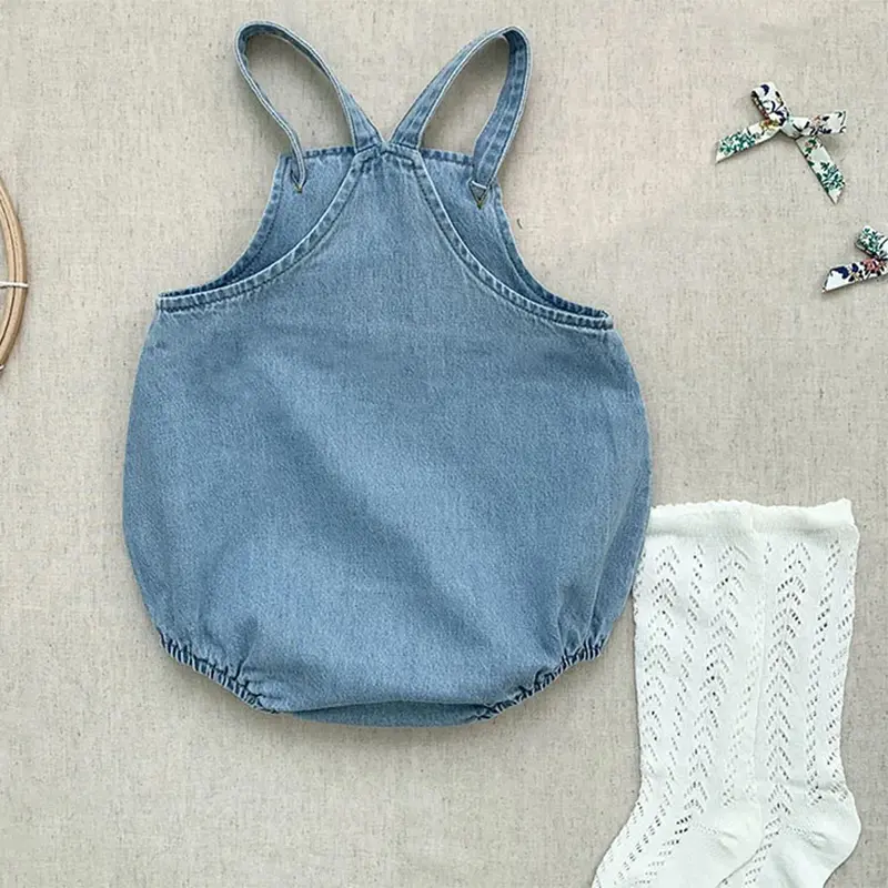 2025 New Baby Boy Girl Romper Cowboy Sleeveless Jumpsuit Toddler Baby Boy Girl Romper Solid Color Boy Casual Costume Baby Romper
