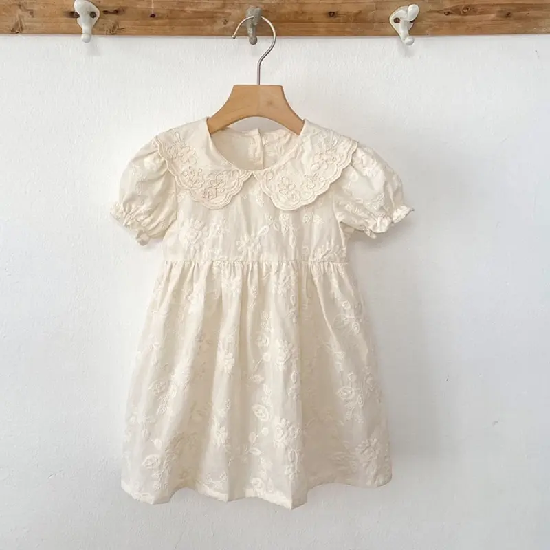 1-6Yrs Infant Girl Clothes Summer Baby Girl Dress Lace Collar Dress Toddler Girl Baby Kids Clothing Embroidery Princess Dress