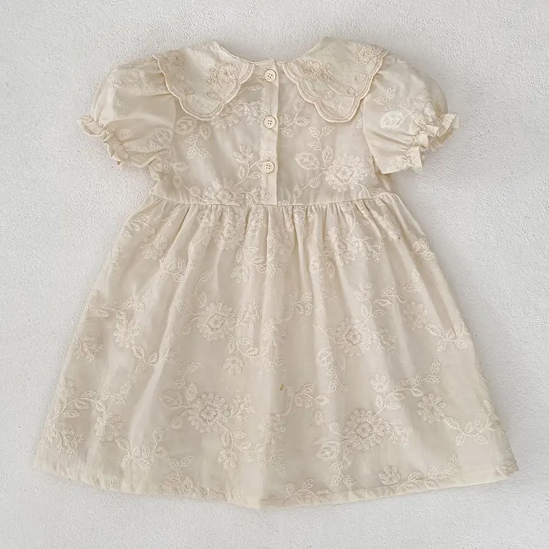 1-6Yrs Infant Girl Clothes Summer Baby Girl Dress Lace Collar Dress Toddler Girl Baby Kids Clothing Embroidery Princess Dress