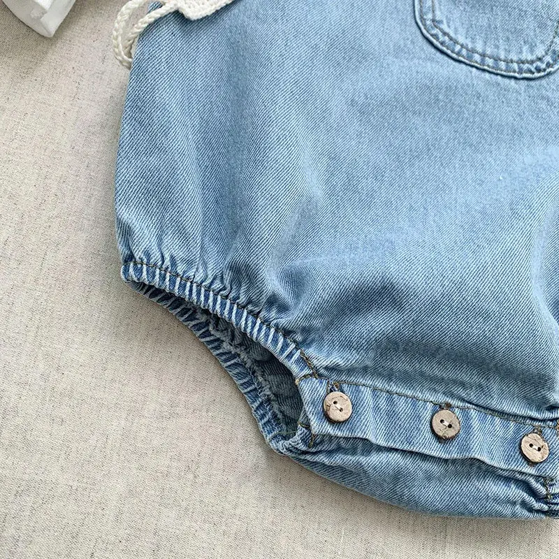 2025 New Baby Boy Girl Romper Cowboy Sleeveless Jumpsuit Toddler Baby Boy Girl Romper Solid Color Boy Casual Costume Baby Romper