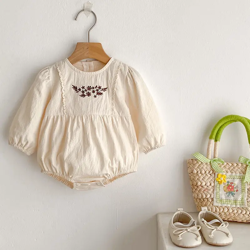 Girls Baby Embroidered Princess Jumpsuit Long Sleeve Thin Style Spring Autumn Children Clothing Cotton Infant Baby Girls Romper