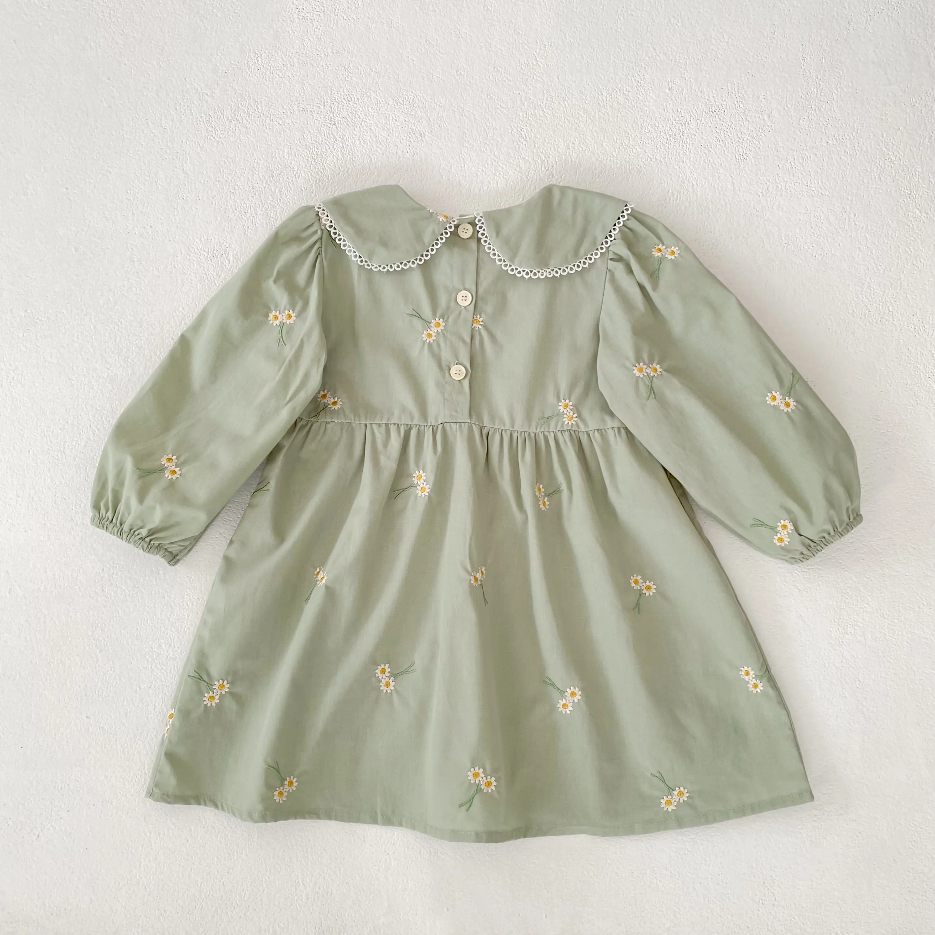 New French Retro Floral Girls' Dress Sweet Embroidery Long Sleeved Children's Princess Dress Flower Girl Dresses for Weddings