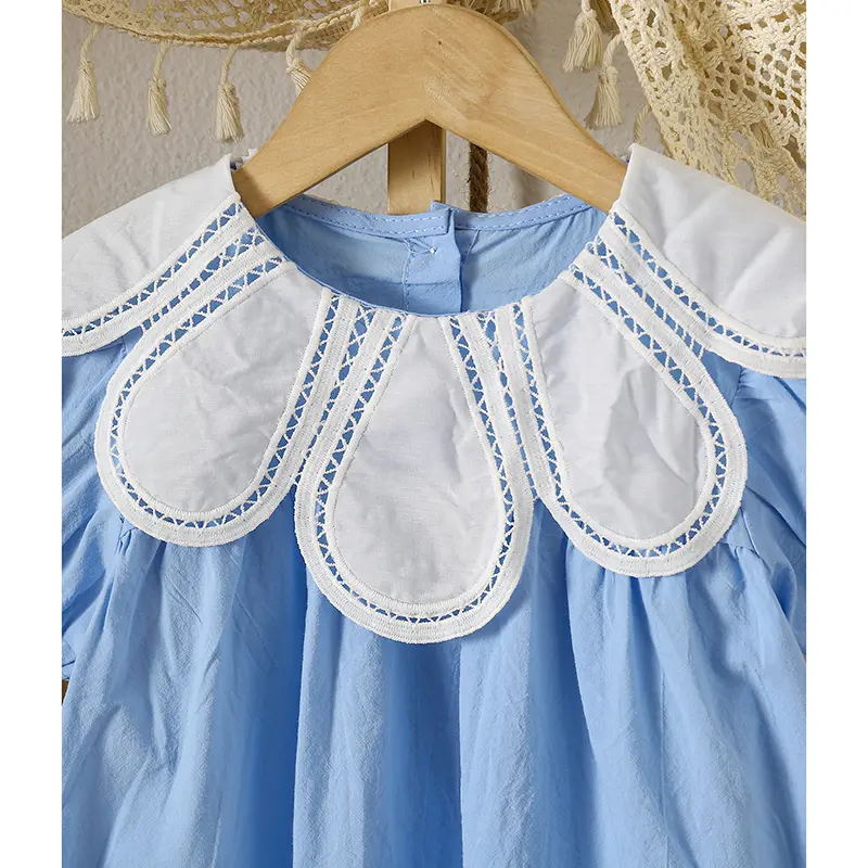 1-6Yrs Girls Dress Summer Petal Collar Puff Sleeved Elegant Baby Kids Princess Birthday Dresses Children Clothes Party Vestidos