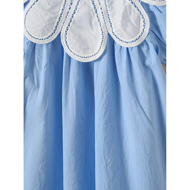 1-6Yrs Girls Dress Summer Petal Collar Puff Sleeved Elegant Baby Kids Princess Birthday Dresses Children Clothes Party Vestidos