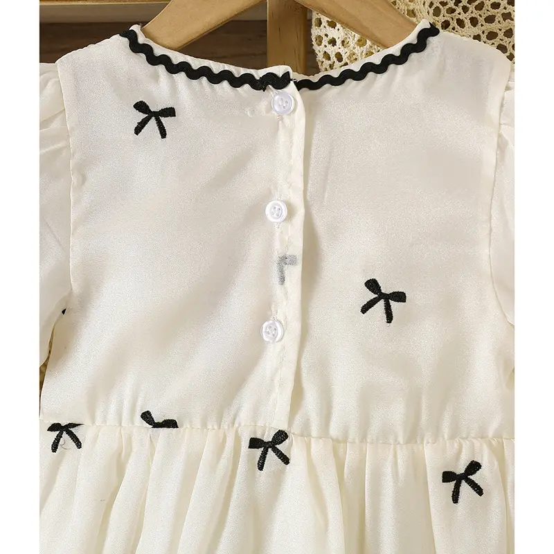 Summer Baby Party Princess Romper Puff Sleeve Children Clothes Infant Baby Girl Bodysuits Cotton Bow Embroidery Climbing Suit