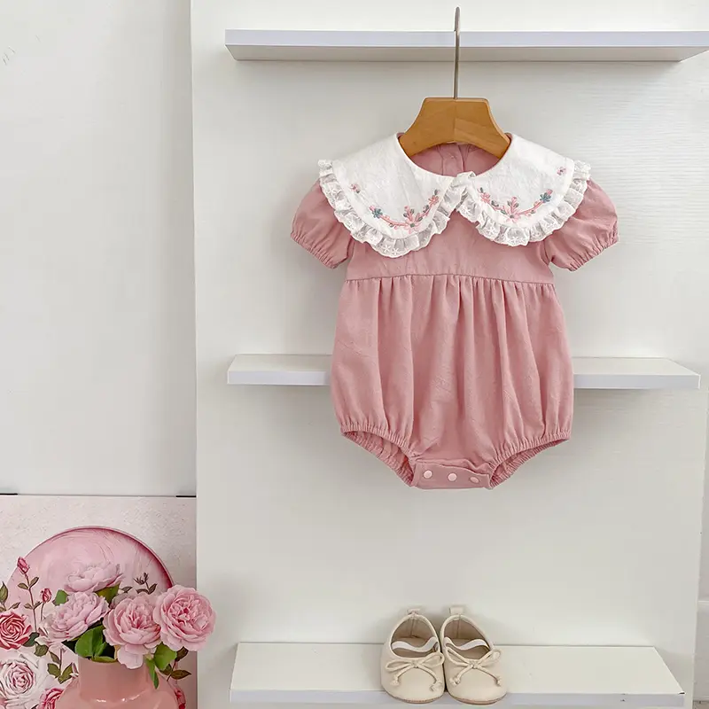 Baby Girls Clothes Summer Sisters Dress Pink Kids Sweet Embroider Lace Sisters Rompers Kids Baby Girls Children Clothes Dress
