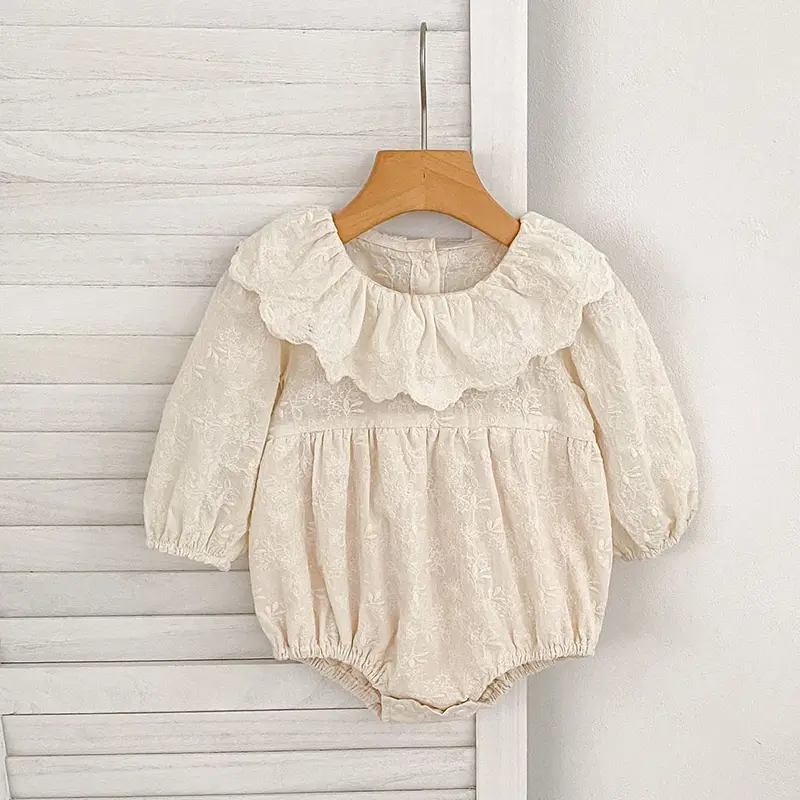 New Autumn Baby Girl Clothing 0-24M Infant Baby Girls Jumpsuit Long Sleeved Cotton Embroidery Newborn Baby Girls Bodysuits