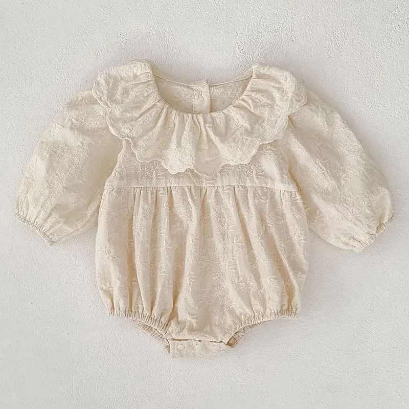 New Autumn Baby Girl Clothing 0-24M Infant Baby Girls Jumpsuit Long Sleeved Cotton Embroidery Newborn Baby Girls Bodysuits
