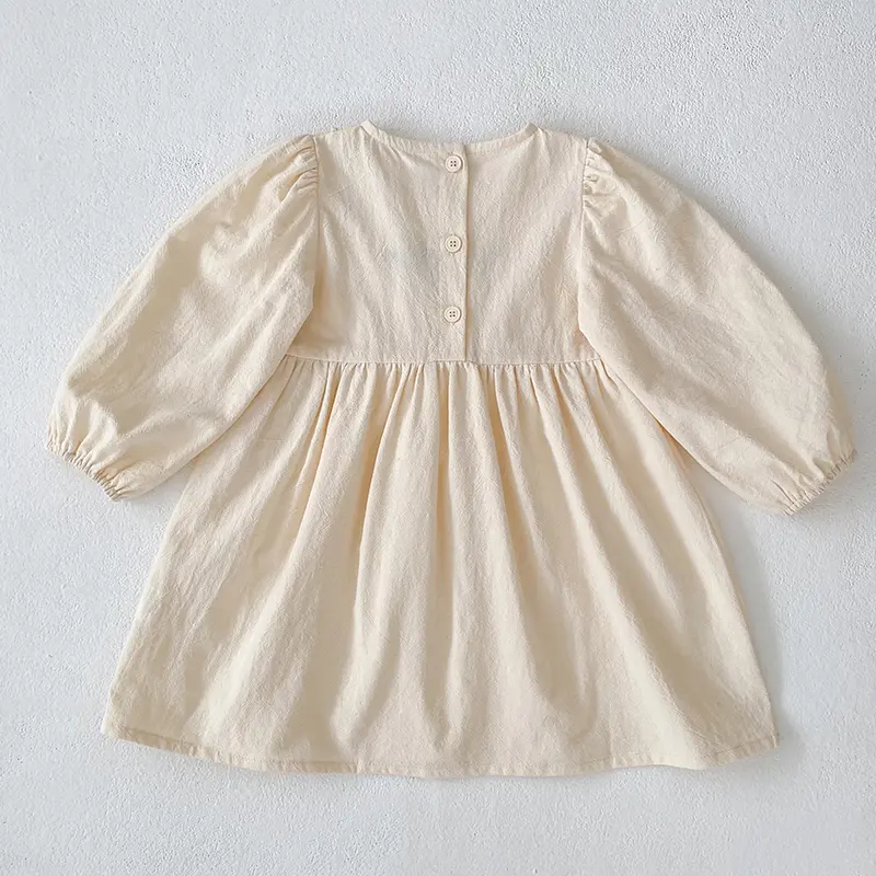 Toddler Girls Retro Dress Spring Autumn Cotton Lace Spliced Children Girls Dress Loose Long Sleeve Embroidery Babys Girl Dress